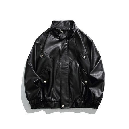 Men's Waterproof Leather Motorcycle Jacket With Stand Collar